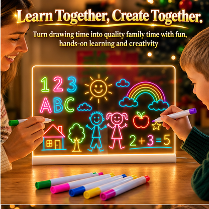 🎄🎁 Christmas Gift for Kids 🎅✨ | LED Writing Drawing Board for Kids 🌈🖍️ | Reusable Light-Up Surface for Creative Notes, Art and Learning 🎨💖