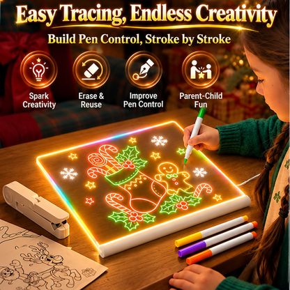🎄🎁 Christmas Gift for Kids 🎅✨ | LED Writing Drawing Board for Kids 🌈🖍️ | Reusable Light-Up Surface for Creative Notes, Art and Learning 🎨💖