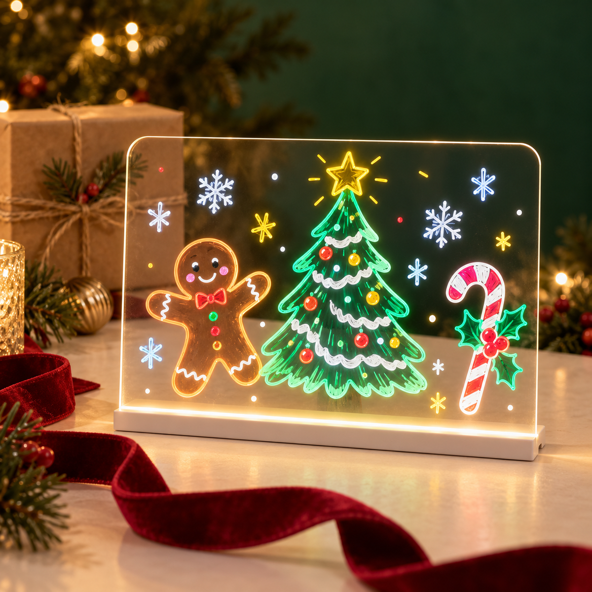 🎄🎁 Christmas Gift for Kids 🎅✨ | LED Writing Drawing Board for Kids 🌈🖍️ | Reusable Light-Up Surface for Creative Notes, Art and Learning 🎨💖