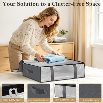 StorageRight Under Bed Storage Bags, 3 Pack, 40L, Gray