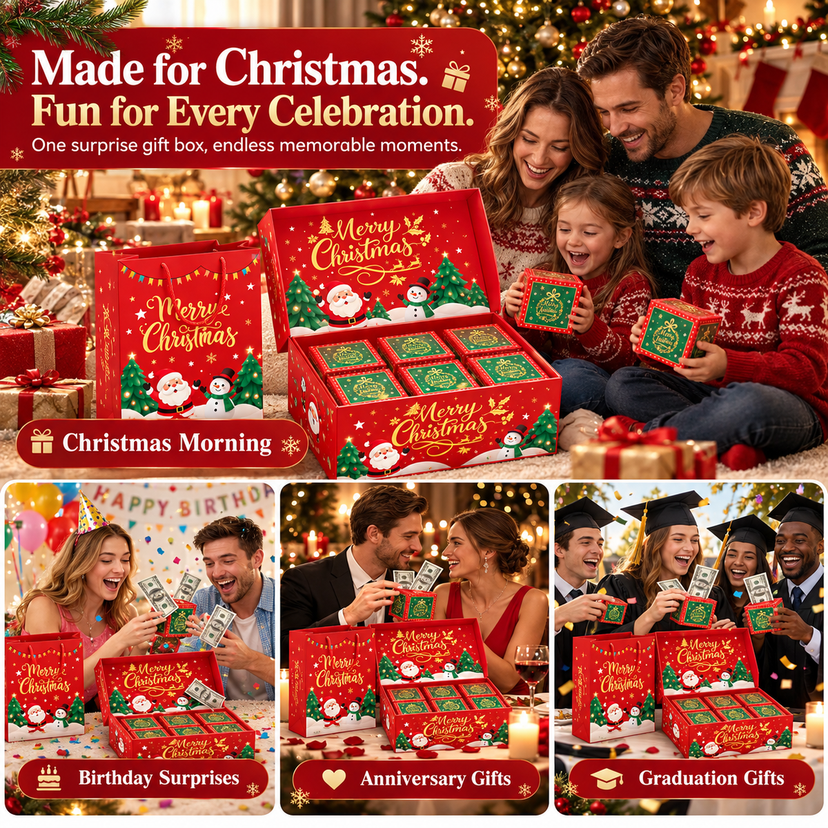 2026 NEW Packaging 🎁 Christmas Pop-Up Surprise Gift Box | 6 Bouncing Boxes