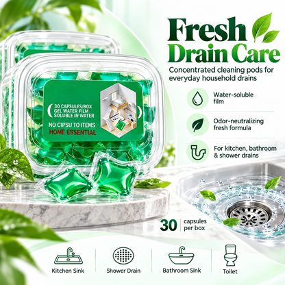 🎁 BUY 1 GET 1 FREE 🔥 Bio-Enzyme Drain Freshener Capsules | Long-Lasting Freshness & Odor Control 🚿 30 PCS/Box