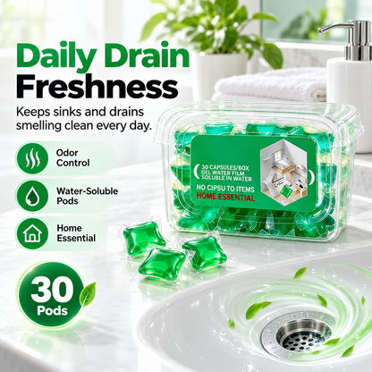 🎁 BUY 1 GET 1 FREE 🔥 Bio-Enzyme Drain Freshener Capsules | Long-Lasting Freshness & Odor Control 🚿 30 PCS/Box