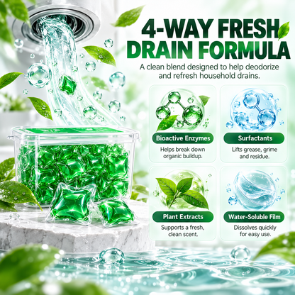 🎁 BUY 1 GET 1 FREE 🔥 Bio-Enzyme Drain Freshener Capsules | Long-Lasting Freshness & Odor Control 🚿 30 PCS/Box