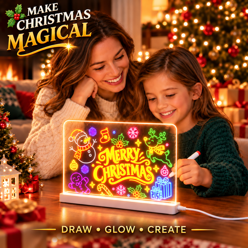 🎄🎁 Christmas Gift for Kids 🎅✨ | LED Writing Drawing Board for Kids 🌈🖍️ | Reusable Light-Up Surface for Creative Notes, Art and Learning 🎨💖